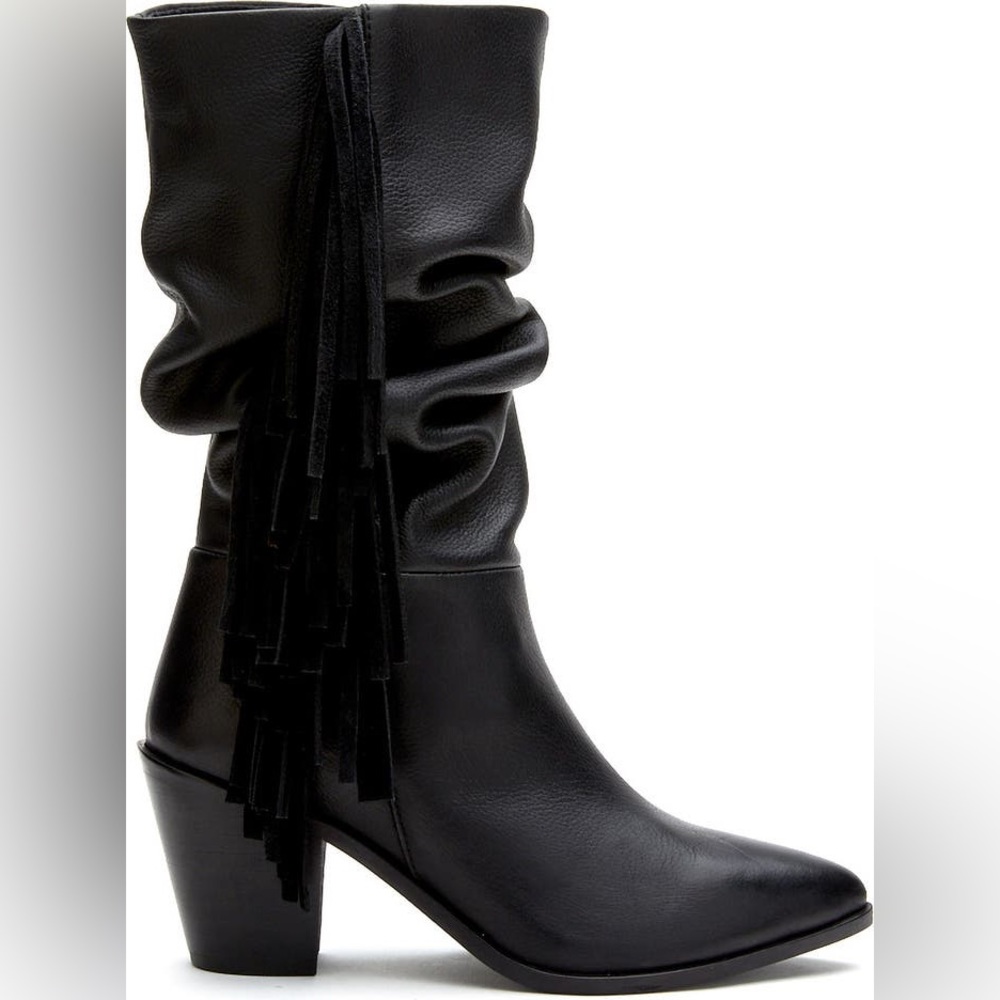 MATISSE BRIN new GENUIN LEATHER boots with fringes in black 683MNT - Picture 3 of 9